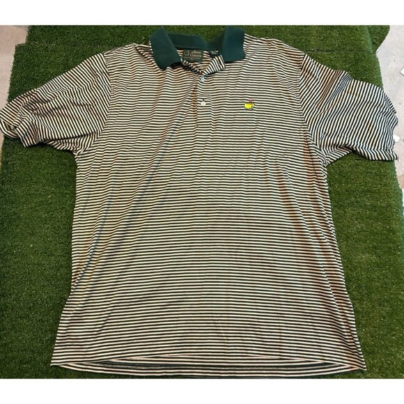 The Masters polo mens XL green white vintage pima cotton Amens corner retro Q - Picture 2 of 11